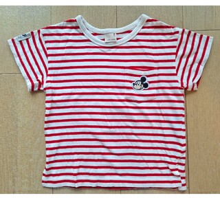 プティマイン(petit main)のプティマイン　ミッキー　ボーダー　プティマイン　赤　Tシャツ　100 　男　女(Tシャツ/カットソー)