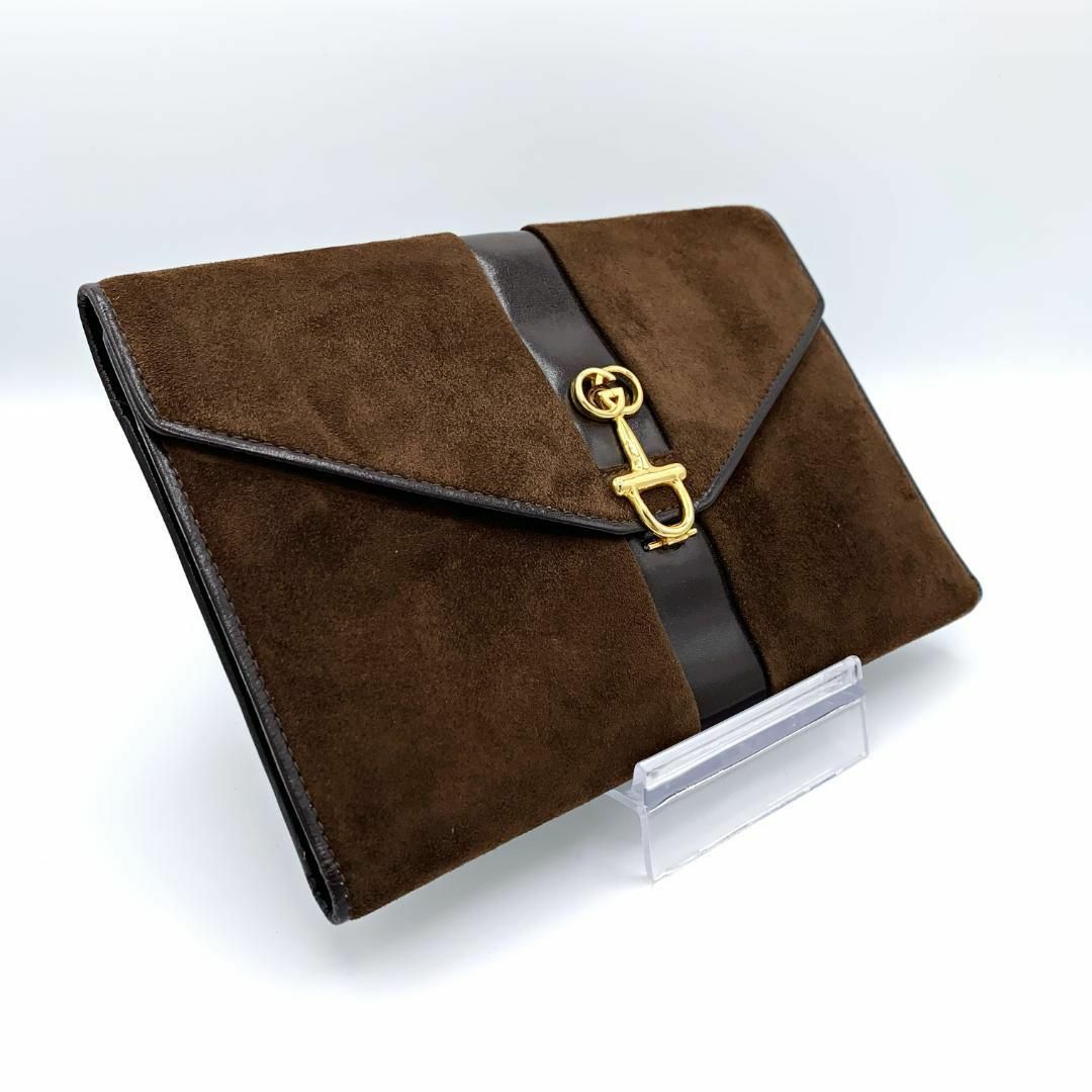Gucci(グッチ)の美品⑨オールドグッチ GG ホースビット 3つ折り長財布 スエード ヴィンテージ レディースのファッション小物(財布)の商品写真