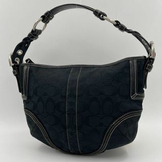 コーチ(COACH)の【美品】coach ワンショルダー　トートバッグ　肩掛け　シグネチャー　黒系(ハンドバッグ)