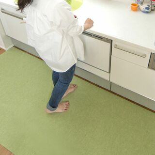 【色: グリーン】サンコー キッチンマット はっ水 洗える ロングマット 台所 (その他)