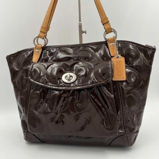 コーチ(COACH)の【美品】coach オプアート　シグネチャー　トートバッグ　肩掛け　ターンロック(トートバッグ)