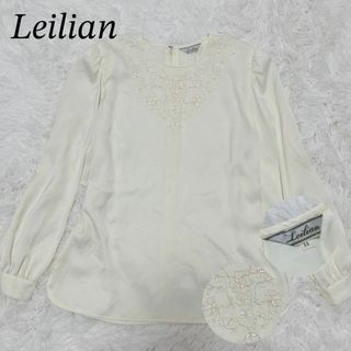 レリアン(leilian)のLillian レリアン ブラウス とろみ 刺繍 花柄 白 ビジネス フォーマル(シャツ/ブラウス(長袖/七分))