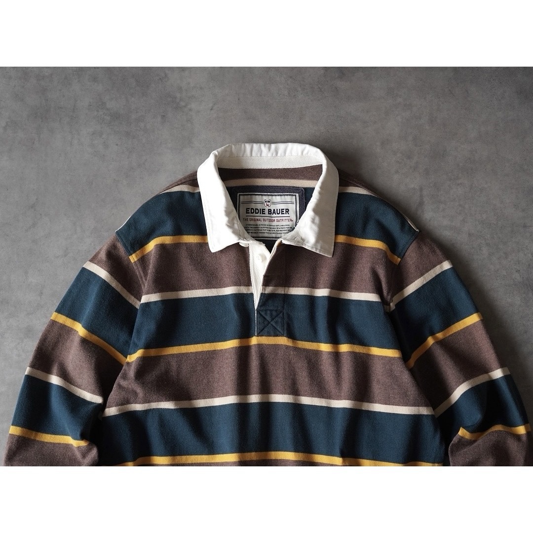 Eddie Bauer(エディーバウアー)の00s Eddie Bauer マルチボーダー ラガーシャツ ロンT メンズのトップス(Tシャツ/カットソー(七分/長袖))の商品写真