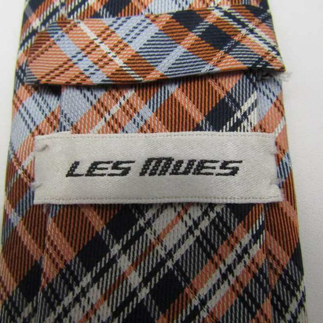 レミュー ブランド ネクタイ シルク チェック柄 格子柄 メンズ オレンジ LES MUES メンズのファッション小物(ネクタイ)の商品写真