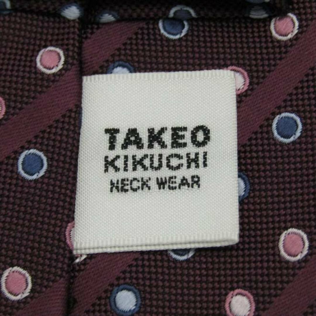 TAKEO KIKUCHI(タケオキクチ)のタケオキクチ ブランド ネクタイ シルク ストライプ柄 ドット柄 メンズ ワインレッド TAKEO KIKUCHI メンズのファッション小物(ネクタイ)の商品写真