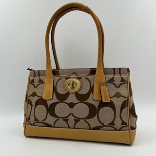 コーチ(COACH)の【極美品】coach トートバッグ　シグネチャー　肩掛け　ターンロック　金具(ハンドバッグ)