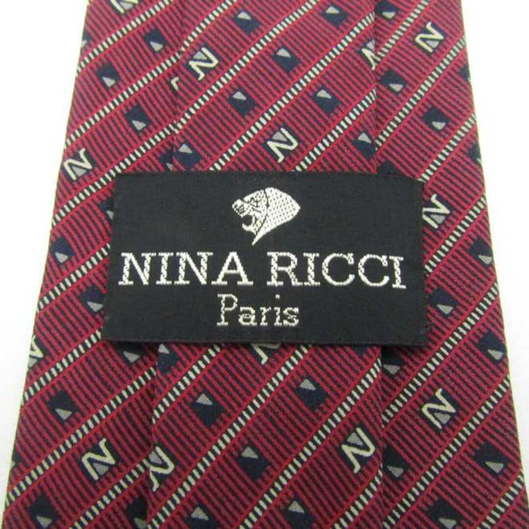 NINA RICCI(ニナリッチ)のニナリッチ ブランド ネクタイ シルク ストライプ柄 小紋柄 メンズ ワインレッド NINA RICCI メンズのファッション小物(ネクタイ)の商品写真