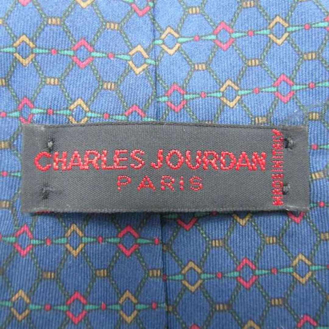 CHARLES JOURDAN(シャルルジョルダン)のシャルル・ジョルダン ブランド ネクタイ シルク 小紋柄 格子柄 メンズ ネイビー CHARLES JOURDAN メンズのファッション小物(ネクタイ)の商品写真