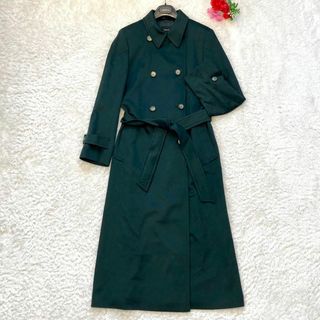 アクリス(AKRIS)の［美品］AKRIS アクリス　カシミヤ100% ベルト ロングコート　グリーン(ロングコート)