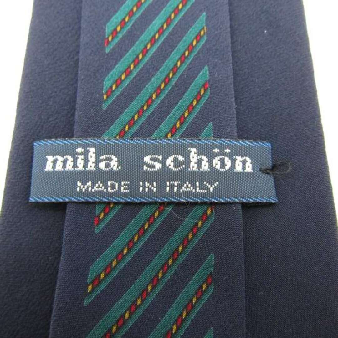 mila schon(ミラショーン)のミラショーン ブランド ネクタイ シルク ストライプ柄 メンズ ネイビー mila schon メンズのファッション小物(ネクタイ)の商品写真