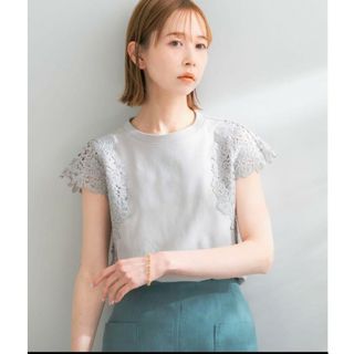 アーバンリサーチロッソ(URBAN RESEARCH ROSSO)のレース フレンチ スリーブ プルオーバー ROSSO(Tシャツ(半袖/袖なし))