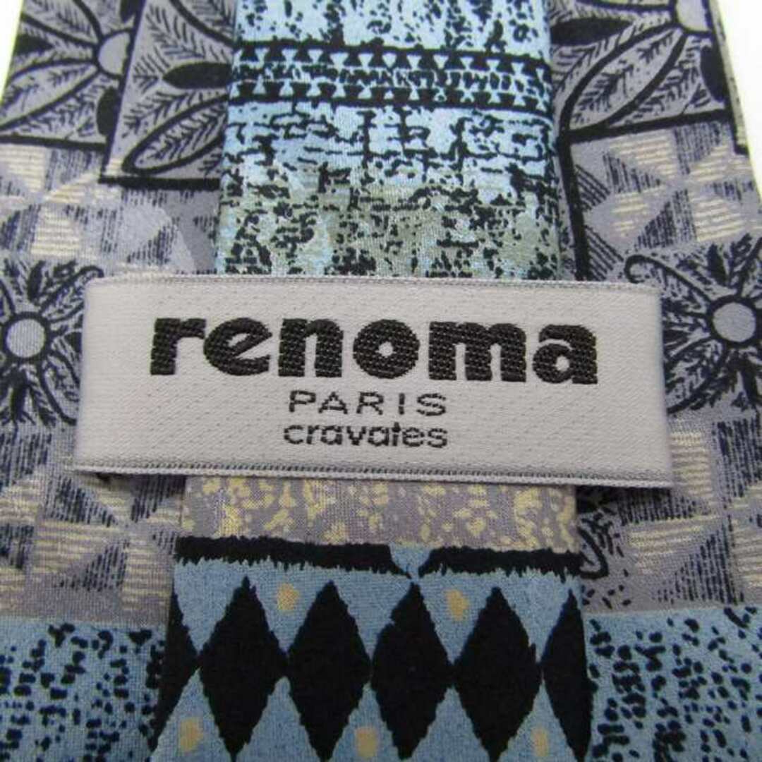 RENOMA(レノマ)のレノマ ブランド ネクタイ シルク ボーダー柄 チェック柄 メンズ ネイビー renoma メンズのファッション小物(ネクタイ)の商品写真