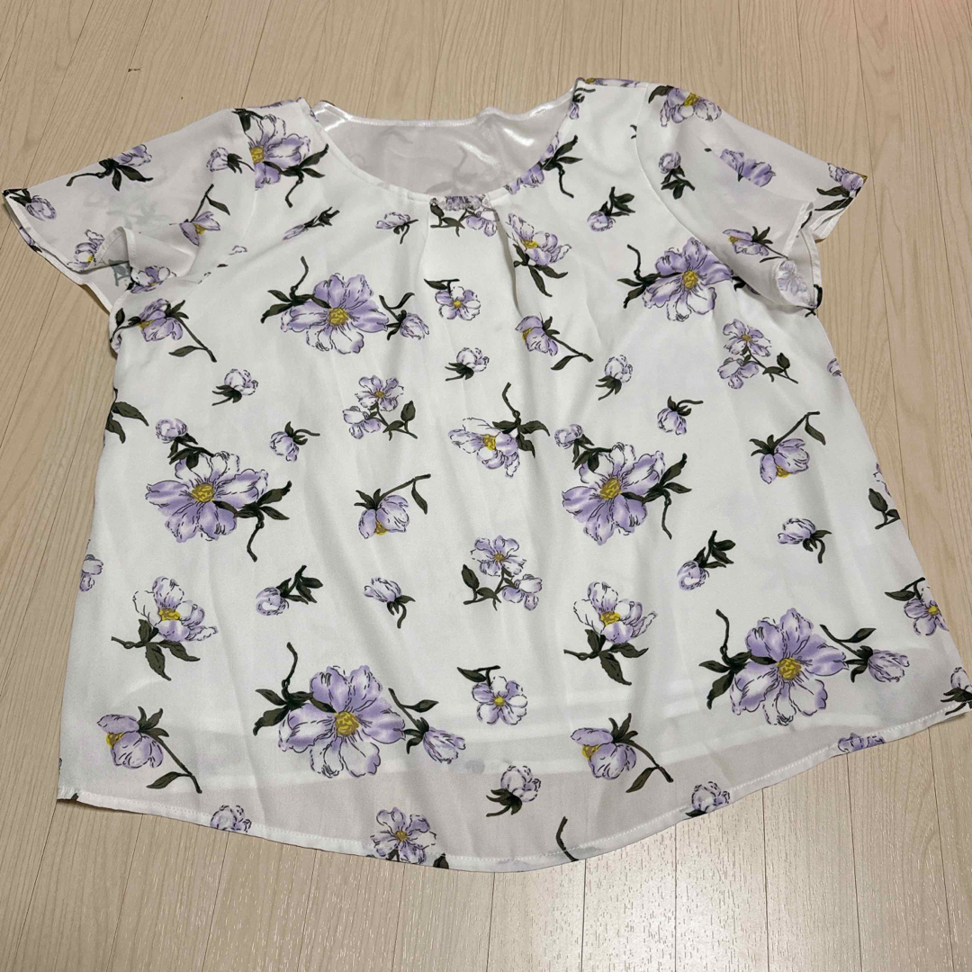 花柄 シフォンTシャツ レディースのトップス(Tシャツ(半袖/袖なし))の商品写真