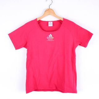 アディダス(adidas)のアディダス 半袖Tシャツ ワンポイントロゴ スポーツウエア コットン レディース Lサイズ ピンク adidas(Tシャツ(半袖/袖なし))