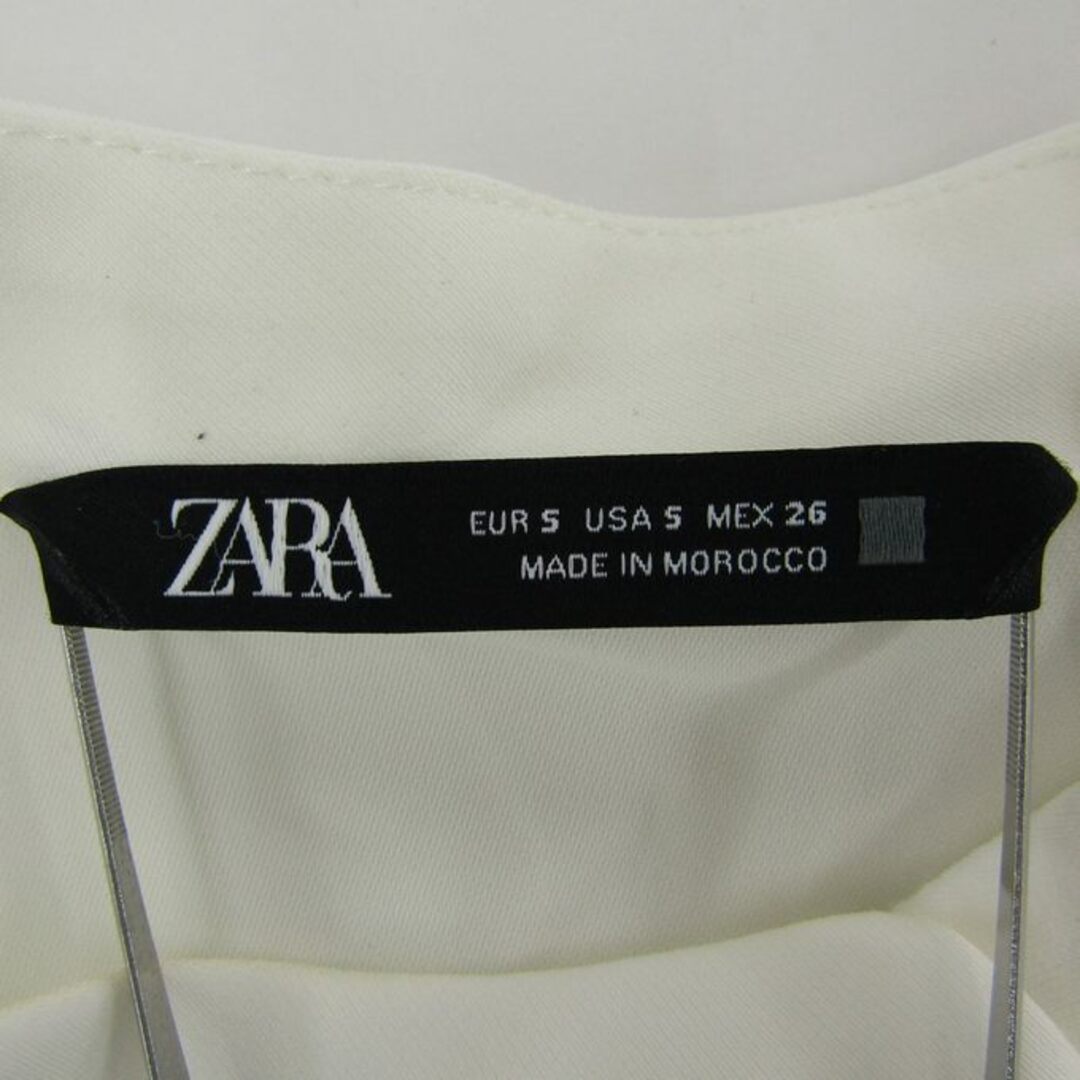 ZARA(ザラ)のザラ カットソー 半袖シャツ ノースリーブ トップス フリル リボン レディース Sサイズ ホワイト ZARA レディースのトップス(カットソー(長袖/七分))の商品写真