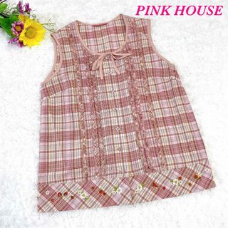 PINK HOUSE - 美品⭐️PINKHOUSE ピンクハウス ベスト フリル リボン イチゴ ピンク