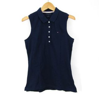 TOMMY HILFIGER - トミーヒルフィガー ポロシャツ トップス ノースリーブ  スリムフィット レディース Sサイズ ネイビー TOMMY HILFIGER