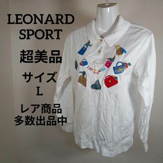 レオナール(LEONARD)のく300超美品　レオナールスポーツ　ポロシャツ　L　バッグ柄　ゴールドボタン(ポロシャツ)