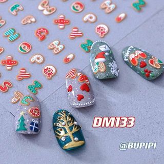 人気 3D ネイルシール クリスマス ネイルアート デコ用品 貼る DM133(デコパーツ)