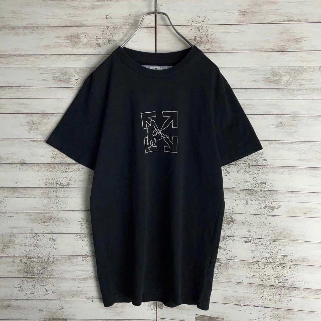 OFF-WHITE(オフホワイト)の8985【QR正規品確認済み】オフホワイト☆刺繍ロゴ人気カラーtシャツ　美品 メンズのトップス(Tシャツ/カットソー(半袖/袖なし))の商品写真