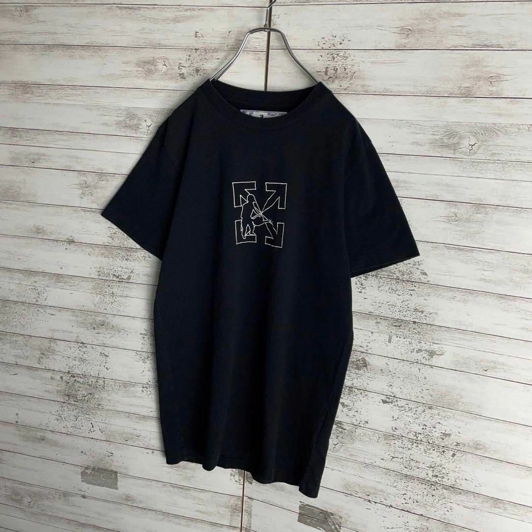 OFF-WHITE(オフホワイト)の8985【QR正規品確認済み】オフホワイト☆刺繍ロゴ人気カラーtシャツ　美品 メンズのトップス(Tシャツ/カットソー(半袖/袖なし))の商品写真