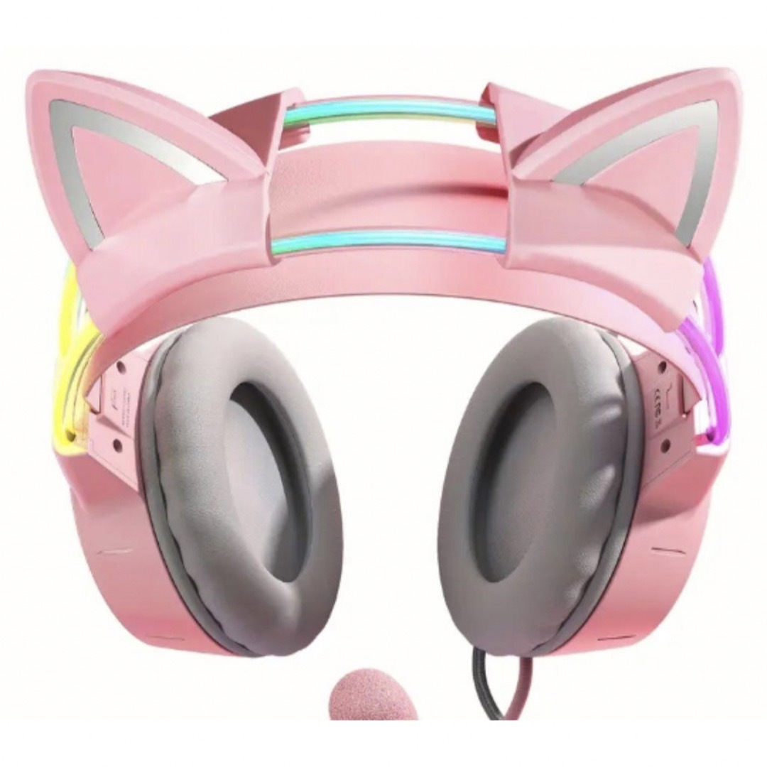 可愛い ONIKUMA X15pro ゲーミング 有線 猫耳 ヘッドセット ❤️ スマホ/家電/カメラのオーディオ機器(ヘッドフォン/イヤフォン)の商品写真