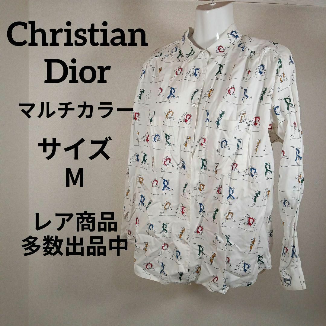 Christian Dior(クリスチャンディオール)のう311美品　クリスチャンディオールスポーツ　シャツ　М　マルチカラー　ロゴ総柄 レディースのトップス(シャツ/ブラウス(長袖/七分))の商品写真