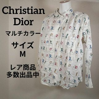 クリスチャンディオール(Christian Dior)のう311美品　クリスチャンディオールスポーツ　シャツ　М　マルチカラー　ロゴ総柄(シャツ/ブラウス(長袖/七分))