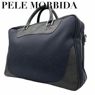 ペッレ モルビダ(PELLE MORBIDA)の良品　ペッレモルビダ　R ネイビー　ビジネスバッグ　キャンバス　レザー　自立型(ビジネスバッグ)