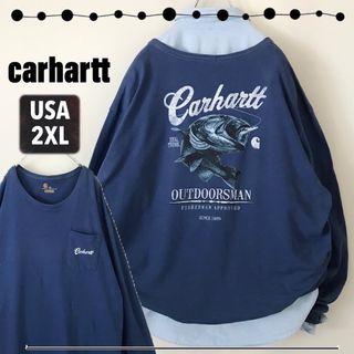 カーハート(carhartt)のカーハート★バスフィッシング★ポケット付ロンT/長袖Tシャツ★USAメンズ2XL(Tシャツ/カットソー(七分/長袖))