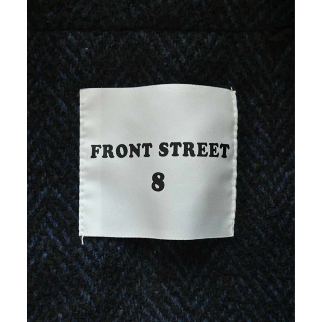 FRONT STREET 8 ライダース 50(XL位) 紺(ヘリンボーン) 【古着】【中古】 メンズのジャケット/アウター(ライダースジャケット)の商品写真