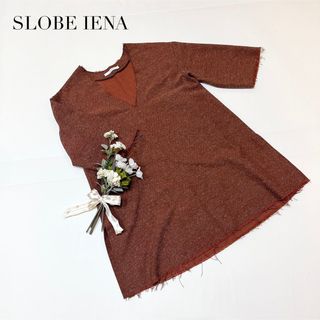 スローブイエナ(SLOBE IENA)のスローブイエナ　ワンピース　ブラウン　ミニ丈　カットソー　春　春服　プルオーバー(ミニワンピース)