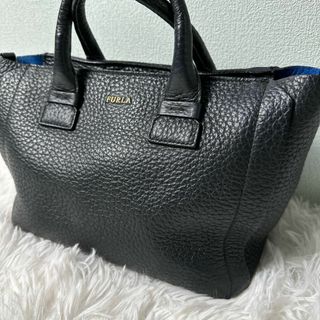 フルラ(Furla)のFURLAフルラ ハンドバッグ カプリッチョ ブラック ブルー シボ革(ハンドバッグ)