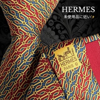 エルメス(Hermes)のHERMES ストライプ レッド ブルー ベージュ系 マルチカラー(ネクタイ)