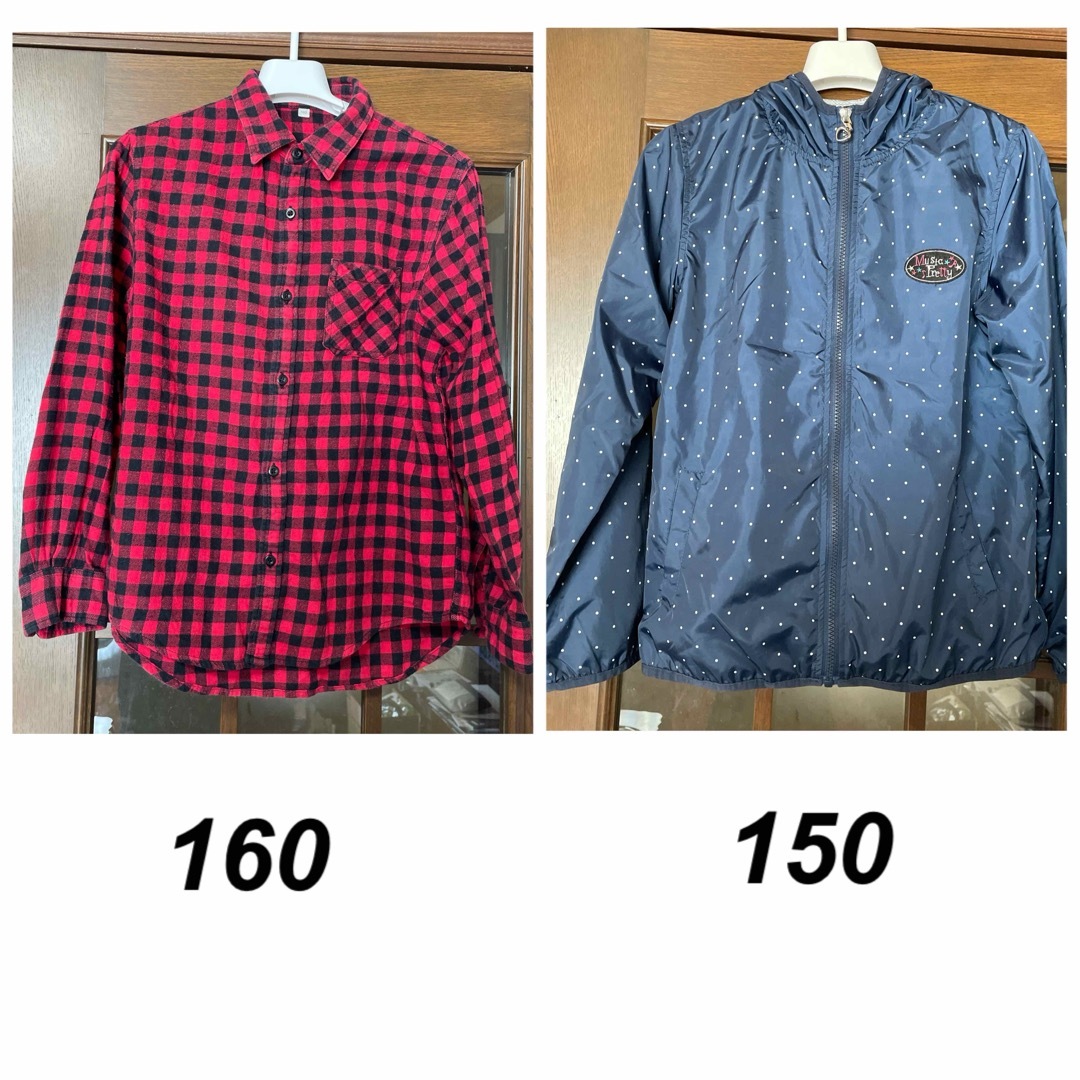 キッズ チェックシャツ(160)&ナイロンジャケット(150) キッズ/ベビー/マタニティのキッズ服女の子用(90cm~)(その他)の商品写真