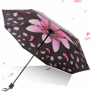 【在庫わずか】日傘 折りたたみ傘 完全遮光 花柄 UVカット 晴雨兼用 C(傘)