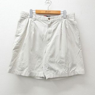 チャップス(CHAPS)のW35★古着 チャップス ブランド ショート チノ パンツ ショーツ チノパン メンズ 90年代 90s ワンポイントロゴ コットン 薄ベージュ カーキ 24apr03 中古 ボトムス 短パン ショーパン(ワークパンツ/カーゴパンツ)