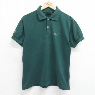 ラコステ(LACOSTE)のL★古着 ラコステ LACOSTE 半袖 ブラント ポロ シャツ メンズ 90年代 90s ワンポイントロゴ 鹿の子 フランス製 緑 グリーン 24apr03 中古 トップス(ポロシャツ)