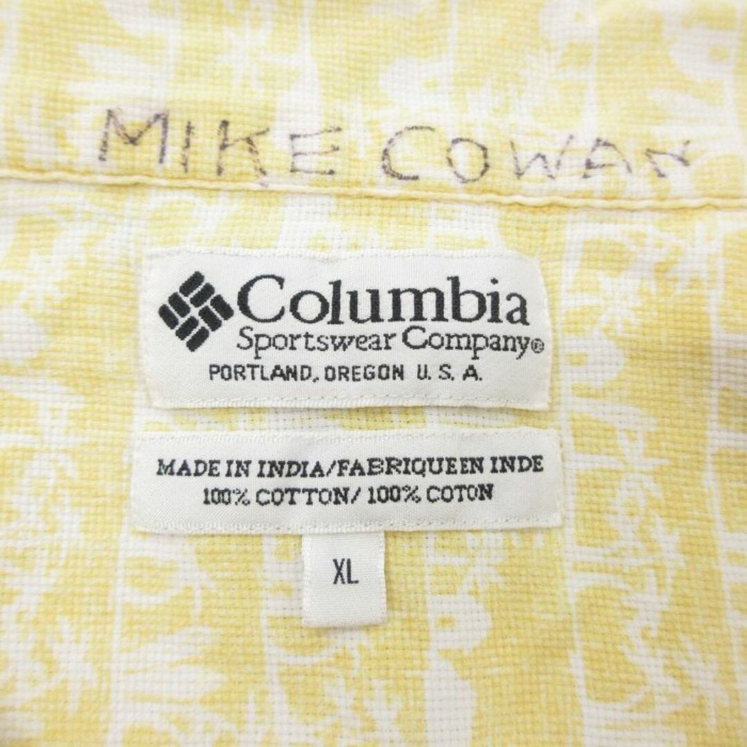 Columbia(コロンビア)のXL★古着 コロンビア COLUMBIA 半袖 シャツ メンズ 00年代 00s 総柄 ワンポイントロゴ 大きいサイズ コットン 黄 イエロー 24apr03 中古 トップス メンズのトップス(シャツ)の商品写真