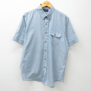 リーバイス(Levi's)のL★古着 リーバイス Levis 半袖 シャツ メンズ 90年代 90s ボタンダウン 薄紺 ネイビー ストライプ 24apr03 中古 トップス(シャツ)