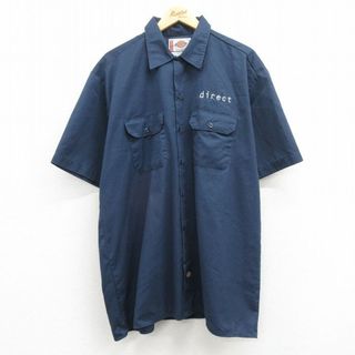 ディッキーズ(Dickies)のXL★古着 ディッキーズ Dickies 半袖 ワーク シャツ メンズ direce 大きいサイズ ロング丈 濃紺 ネイビー 24apr03 中古 トップス(シャツ)