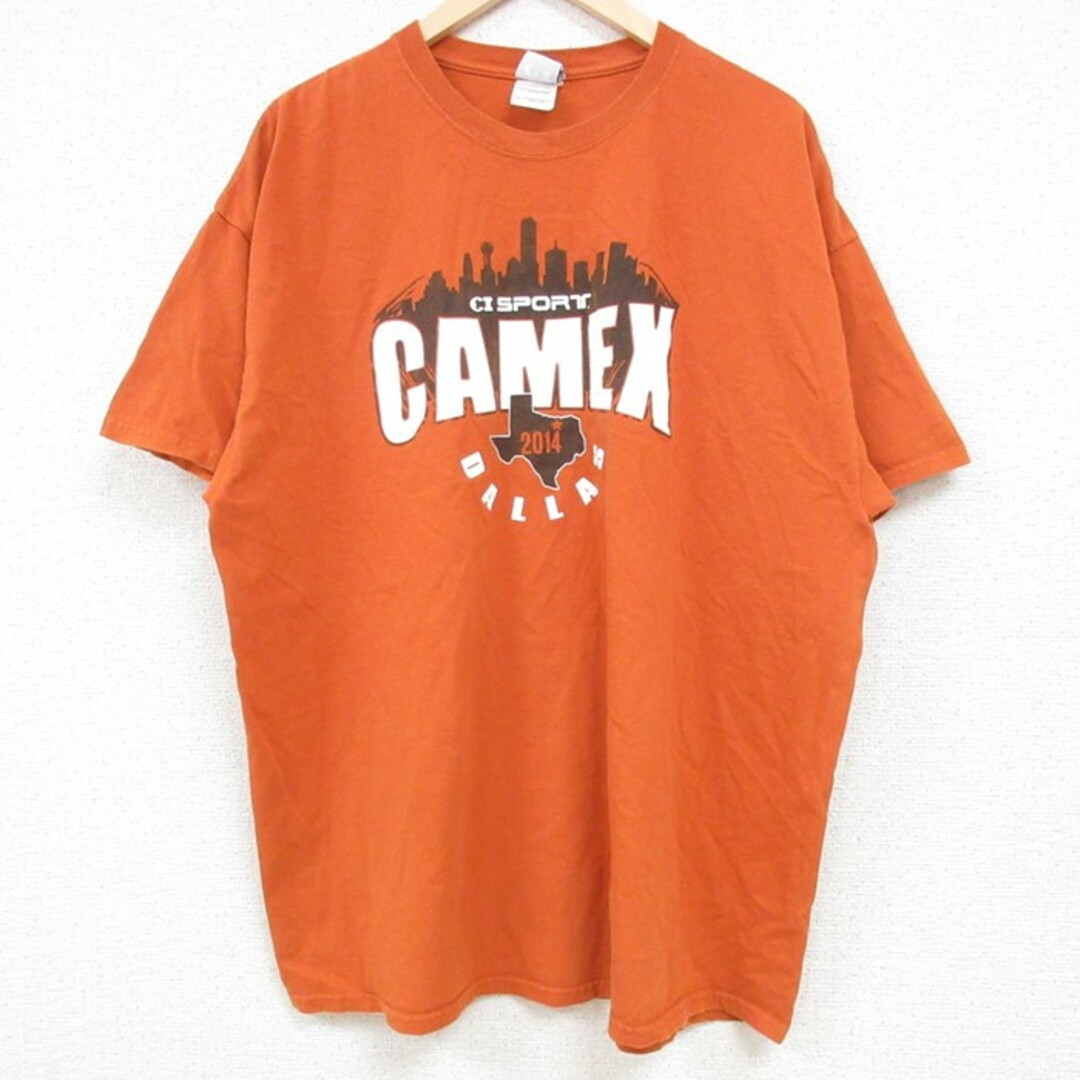 XL★古着 半袖 Tシャツ メンズ CAMEX 大きいサイズ コットン クルーネック オレンジ 24apr03 中古 メンズのトップス(Tシャツ/カットソー(半袖/袖なし))の商品写真