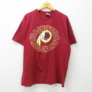 ヘインズ(Hanes)のXL★古着 ヘインズ Hanes 半袖 ビンテージ Tシャツ メンズ 90年代 90s NFL ワシントンレッドスキンズ コットン クルーネック USA製 エンジ アメフト スーパーボウル 24apr03 中古(Tシャツ/カットソー(半袖/袖なし))