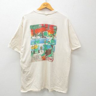 Hanes - XL★古着 ヘインズ Hanes 半袖 ビンテージ Tシャツ メンズ 00年代 00s ワニ フロリダ コットン クルーネック 生成り 24apr03 中古