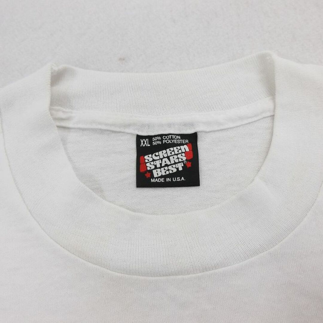 SCREEN STARS(スクリーンスターズ)のXL★古着 スクリーンスターズ 半袖 ビンテージ Tシャツ メンズ 80年代 80s 家 人 大きいサイズ クルーネック USA製 白 ホワイト 24apr03 中古 メンズのトップス(Tシャツ/カットソー(半袖/袖なし))の商品写真