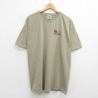 フィラ(FILA)のXL★古着 半袖 ビンテージ Tシャツ メンズ 00年代 00s フィラデルフィア 星条旗 大きいサイズ コットン クルーネック ベージュ カーキ 24apr03 中古(Tシャツ/カットソー(半袖/袖なし))