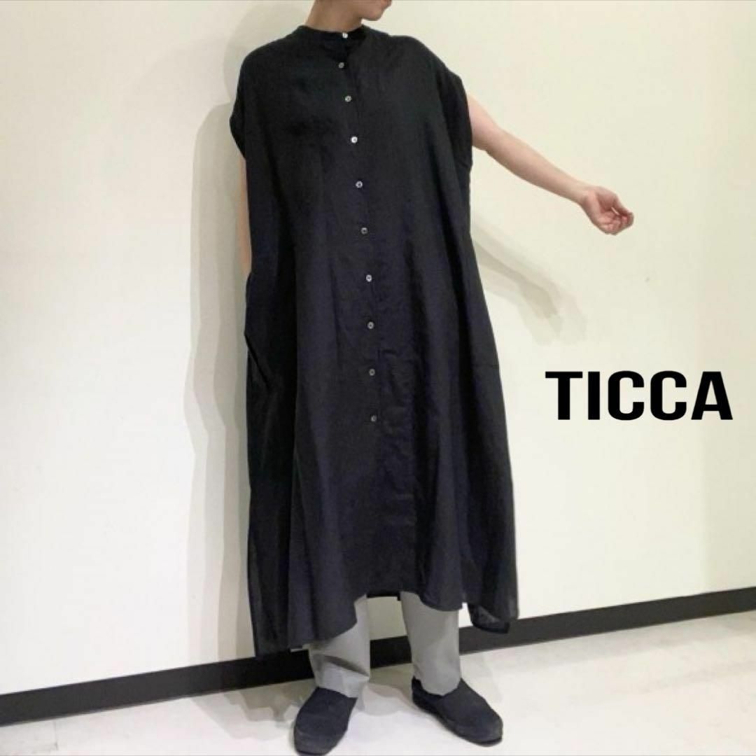 TICCA(ティッカ)のTICCA ノーカラーフレンチスリーブワンピース レディースのワンピース(その他)の商品写真