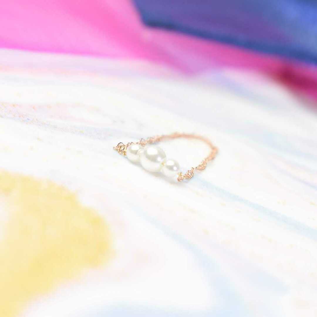 k18 ピンクゴールド　淡水パールのリング レディースのアクセサリー(リング(指輪))の商品写真