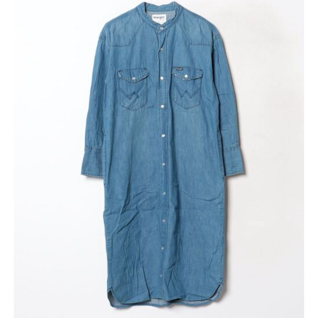 SHIPS(シップス)の【美品】　SHIPS別注Wrangler: ノーカラーデニムシャツワンピース◇ レディースのワンピース(ロングワンピース/マキシワンピース)の商品写真