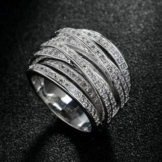 指輪　リング　ジルコニア　キラキラ　ジルコン　11号　大きい　ごつめ　韓国　新品(リング(指輪))